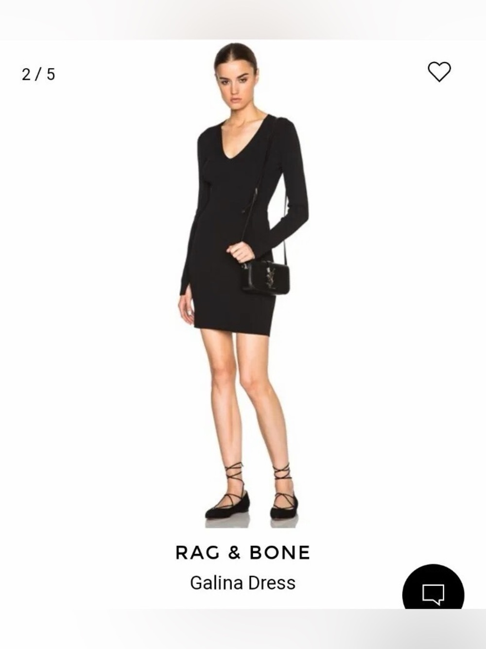 rag & bone Black V-Neck Long Sleeve Mini Dress
